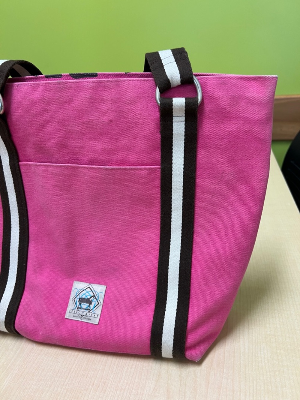 Rebecca Ray American couture blue ribbon pink brown maryann horse tote bag purse - Picture 10 of 14